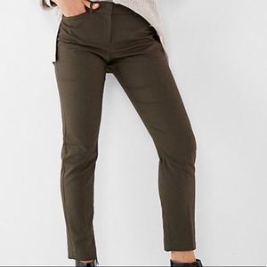 Olive Green Express Mid Rise Columnist Ankle Pants